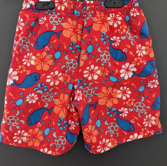 Red ocean print swim trunks - Picture 2 of 3